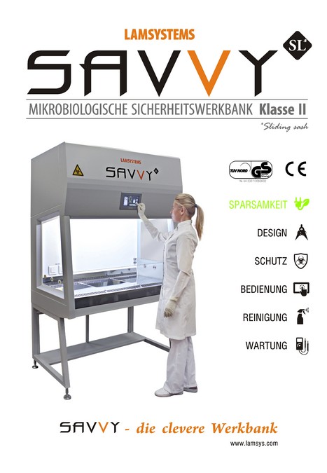 Broschüre "SAVVY SL- Mikrobiologische Sicherheitswerkbänke Klasse II"